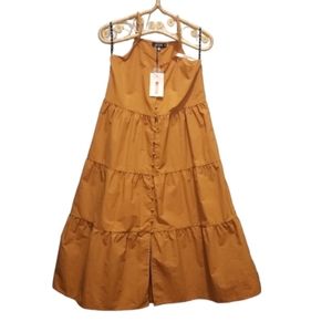 Misguided mustard colored tiered dress size 8